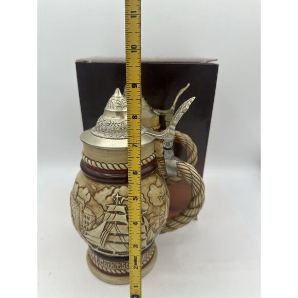 Vintage Avon 1977 Tall Ships Collectors Beer Stein w Lid Hand Made Brazil New - Picture 6 of 7